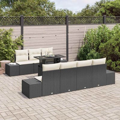vidaXL - Tuinbank - Set - 8 - st - Zwart - en - Crème