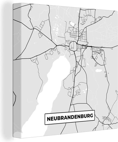 Canvas Schilderij Duitsland - Stadskaart - Plattegrond - Kaart - Neurandenburg - 20x20 cm - Wanddecoratie