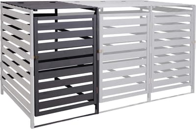 XL 1/2 afvalemmer deksel uitbreiding MCW-H62, afvalemmer box, 114x67x97cm massief hout ~ antraciet