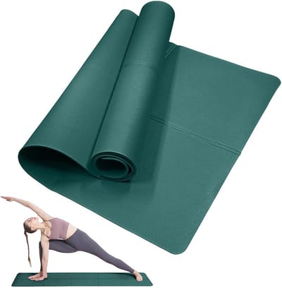 Klassieke Yogamat - Fitnessmat Gymnastiekmat - Oefeningen en Fitness - Antislip Textuur - 173 x 61 cm - Donkergroen