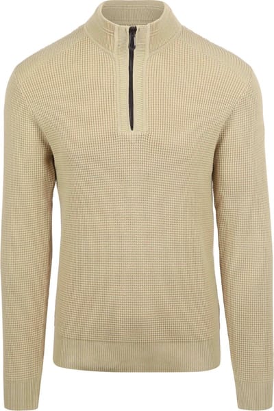 Luxe Sweater met Halve Ritssluiting en Effen Jacquard: Elegant en comfortabel
