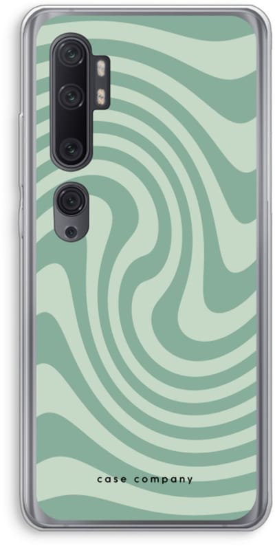 Case Company® - Hoesje geschikt voor Xiaomi Mi Note 10 Pro hoesje - Swirl Groen - Soft Cover Telefoonhoesje - Bescherming aan alle Kanten en Schermrand