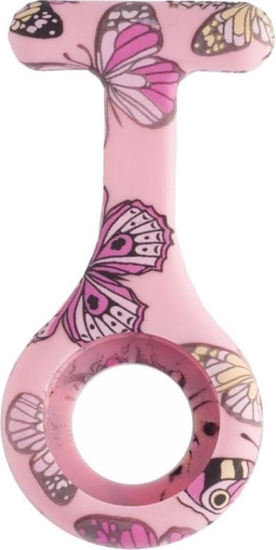 Fako - Verpleegstershorloge - Zusterhorloge - Verpleegster Horloge - Siliconen Hoesje Print - Vlinder Roze