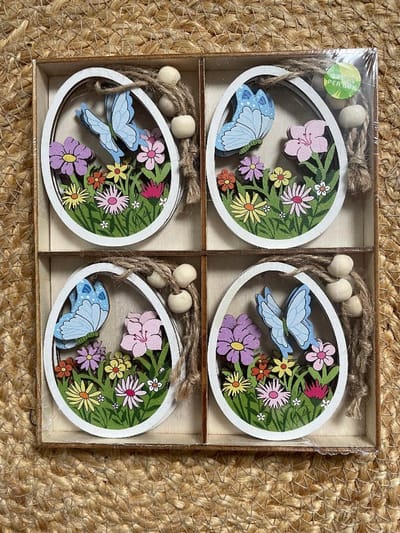 Schattige houten vlinder / eieren figuren - Happy Easter - Paasdecoratie | Vlinders - hout - Hanger - Paashangers | | Decoratie kinderkamer - Versiering | Geboorte - Baby - Babyshower | Guirlande - Banner | Pasen - Paashaas - Haas | Set van 12 stuks!