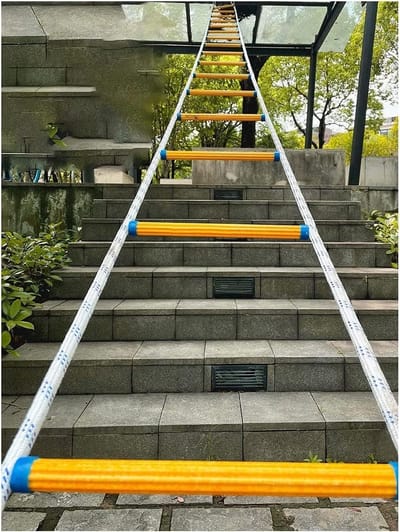 Touwladder - Noodladder Veiligheidsladder - Brandevacuatie Reddingsoperaties - Brandvertragend Materiaal - 15 Meter Lengte - Wit