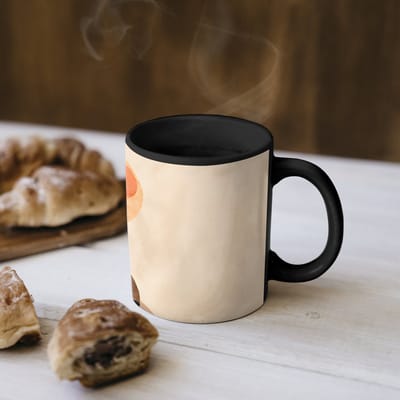 Magische Mok - Foto op Warmte Mokken - Koffiemok - Katten - Zwart - Abstract - Cirkels - Magic Mok - Beker - 350 ML - Theemok