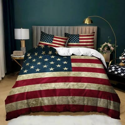 Nationale Vlag Dekbedovertrek Collectie King Size Creatieve Amerikaanse Vlag Beddengoed Collectie Voor Tieners Volwassenen Microvezel Enkele Dubbele Dekbedovertrek AU Single(140x210cm)