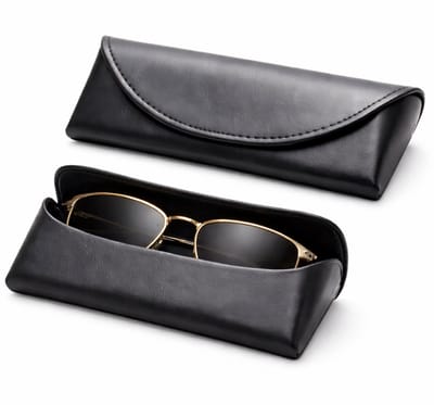 Luxe Retro Zonnebrillenetui van PU-Leer – Drukbestendige Vintage Brillenkoker voor Dames & Heren (Zwart)