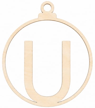 Houten kerstversiering - Wooden Christmas decoration | Letter “U” | 9cm | Licht hout - Natural wood | Kerstbal - Christmas tree bauble - Houten Hangers - Kerstboom - Alfabet - Alphabet - Kerstdecoratie - Naam