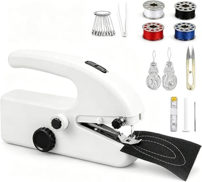 Handnaaimachine - Mini naaimachine - Kleding repareren - Dubbele snelheden - Compact formaat - Wit