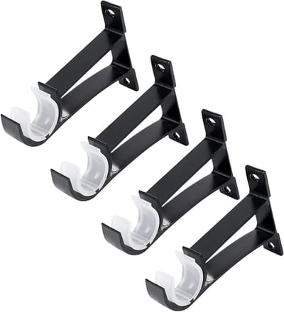 Gordijnroede Beugels - Roedehouders - Venster Decoratie - Stevige Aluminium Legering - 4 Stuks - Zwart