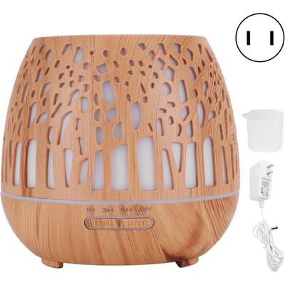 400ml Lucht Aromatherapie Luchtbevochtiger Aromatherapie Diffuser Licht Houtnerf met Hol Design gray