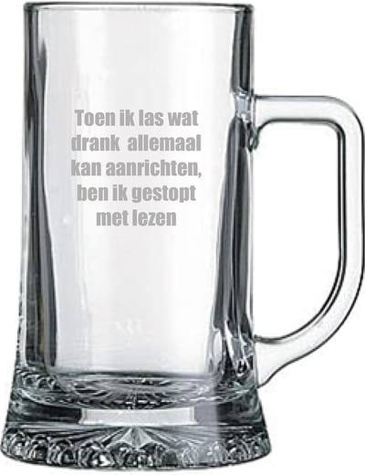 Bierpul gegraveerd - 50cl - Toen ik las wat drank allemaal kan aanrichten ben ik gestopt met lezen