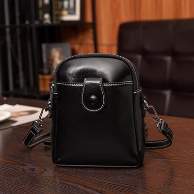Modieuze en Retro Bedrukte Dames Tas, Veelzijdige Verticale Mobiele Telefoon Tas, Mini Enkelvoudige Schouder Crossbody Kleine Vierkante Tas zwart