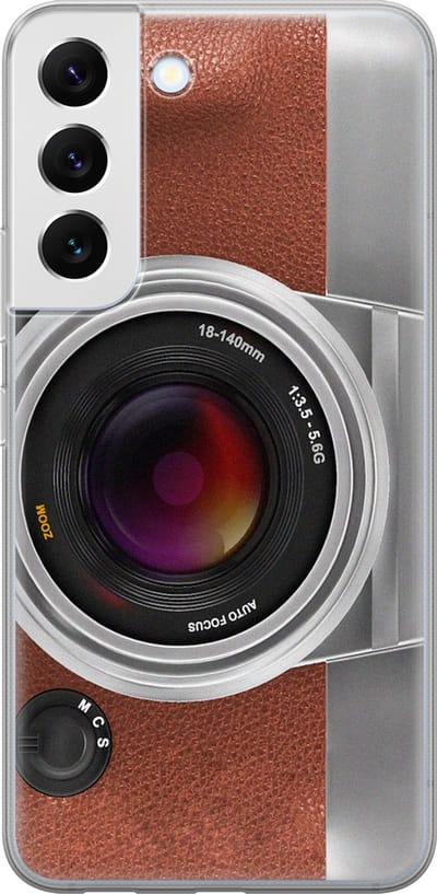 Leuke Telefoonhoesjes - Hoesje geschikt voor Samsung Galaxy S22 - Vintage camera - Soft case - TPU - Print / Illustratie - Bruin