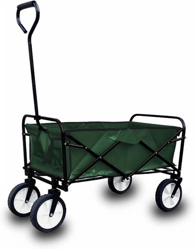 KAD® Bolderkar Opvouwbaar - Opvouwbare Bolderkar met Luchtbanden - Voor Strand & Bos - Belastbaar tot 70kg - Groen - 90cm x 54cm x 124cm