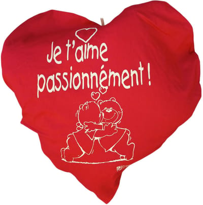 Kussenhoes - kussensloop - hartvorm - Franse tekst - 52 cm x 50 cm