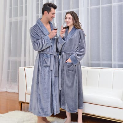 Nieuwe Winter Verdikte Badjas Koppel Pyjama's Veelkleurige Flanellen Badjas Absorberend en Warm Zacht en Comfortabel 3XL