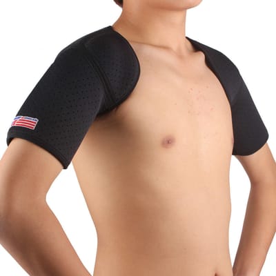 SX641 Zwart Sport Dubbele Schouderbrace Ondersteuningsband Wrap Riem Band Pad zwart