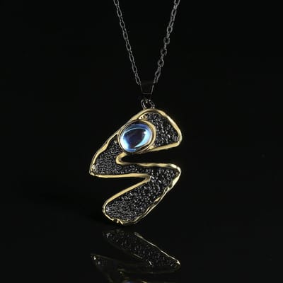 Pendentifs Créatifs Irréguliers pour Femmes Mode Bijoux Or Noir Pendentifs Étincelants en Pierre de Lune Colliers Femmes Please consult customer service. black