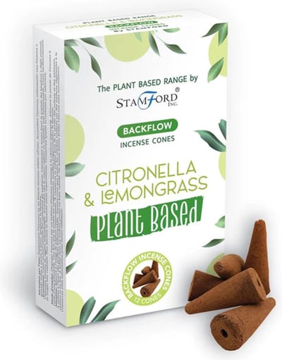 Backflow Wierook kegels - Citronella & Lemongrass - 12 Stuks - Plantaardig - Vegan - Plant Based - Incense Cones - Waterval Wierook