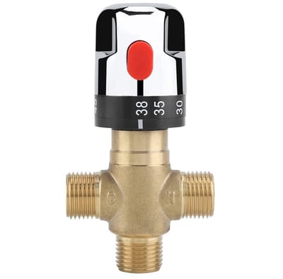 Dailygoods- Mengkraan Thermostatisch - Thermostaatregeling - Veiligheidsschakelaar - 15 mm Aansluitingen - Maximaal 42°C - Massief Messing - Thermostaatkraan