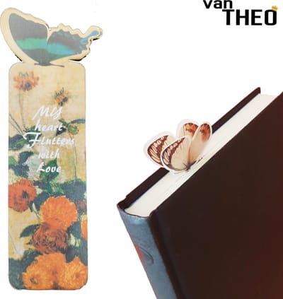 van Theo® Boekenlegger Vlinder & Bloem – Bladwijzer - Bookmark – Kaartje – Classic Groen - Kleine Cadeautjes