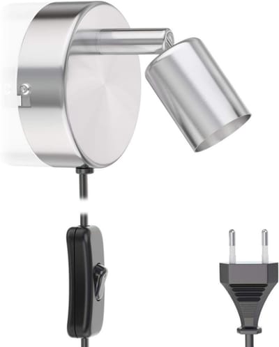 NBAP® Wandlamp Binnen met Snoer - Wandlamp met Stekker voor Binnen - met Dimbare Schakelaar - Industrieel en Vintage - Slaapkamer Bedlampje