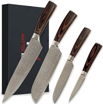 Master Knives 4 Delige koksmessen set - koksmes japans - keukenmessen messenset - japanse messen - Keukenmessen
