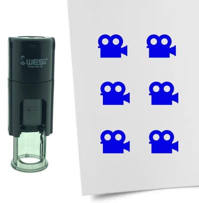 CombiCraft Stempel Video of Film 10mm rond - blauwe inkt