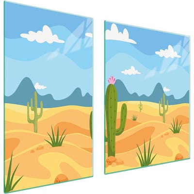 TMK ArtDeko - Snijplank - 100x52 cm - Kaktus Motief - Glas - Hartvormig Glas