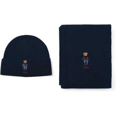 Polo Ralph Lauren Pc1044 433 Effen Denim Beer Cadeauset Muts Sjaal PC1044-433 gray