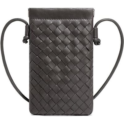 Modieus Mini Mobiele Telefoontasje, Handgeweven Tas, Eenvoudig, Trendy, Veelzijdig, Retro, Klein, Dames Schoudertas gray