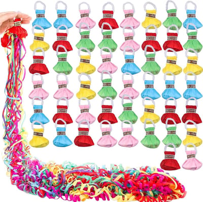 50 Stuks Handmatige Cranks Zonder Rommel Streamers met 20 Stuks Papieren Rollen van 5.5m, Feestdecoratie voor Bruiloften, Feestdagen en Fotoshoots, Kleurrijk en Leuk