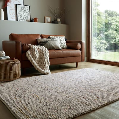 Flycarpets Minerals Uni vloerkleed - Laagpolig - Wol - Bolletjes Modern - Zwart / Wit 80 x 150 cm