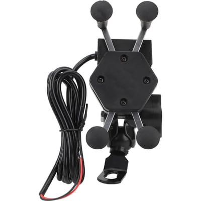 Motorfiets Telefoonhouder 5V 2A USB Poort 360 Graden Rotatie X-Type Oplader Beugel Navigatie Standaard black