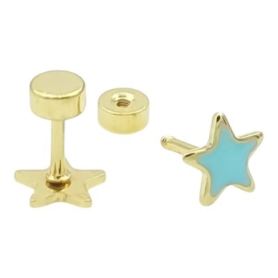 Ster oorbellen voor meisje - Kleine oorknopjes - Premium gold-plated staal - 6 x 9 mm