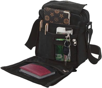 Schoudertas en Rugzak van Canvas - Praktische Handtas voor School en Dagelijks Gebruik, Zwart, Medium, Retro Stijl