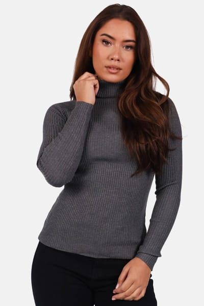 Getdrezzed Top - Maat: One size - Coltrui ribbel grijs