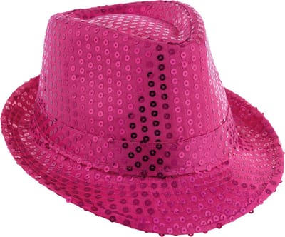 Funny Fashion Trilby hoedje - roze - glitter - pailletten - polyester - heren/dames - Carnaval - glitterhoed