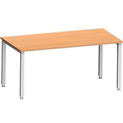 Bureau MODENA FLEX, rechthoekig, 4-poots vierkante buis, B 1600 x D 800 x H 720-820 mm, beuken/wit aluminium