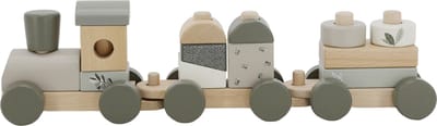 Label Label - Houten Blokkentrein - Olijfgroen - FSC Hout - 14 Delen - Stimuleert Creatief Spelen - Geschikt voor Kindjes vanaf 18 Maande