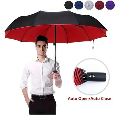 Nivard Moderne Golf Paraplu - Stormparaplu - Opvouwbaar - Windproof - Stormproef - UV Bescherming - Umbrella - Draagbaar - Rood