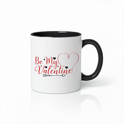 Be My Valentine Mok – Zwart & Wit Keramische Koffiemok 330 ml – Romantisch Hart & Pijl Valentijnscadeau