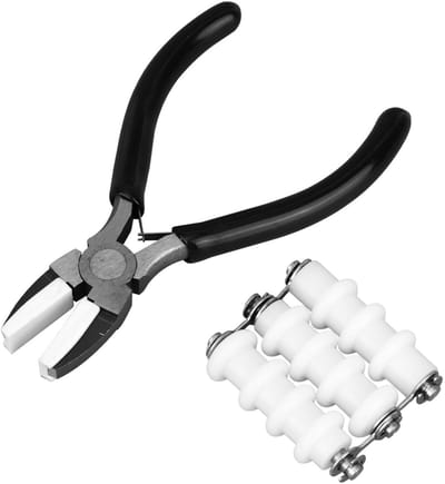 Dailygoods- Sieradendraadrichter Duurzaam - Nylon Tang - Drie Rollen Wikkelrichter - Kralen Weef - Twijnprojecten - Productgrootte 4,6x4x1,5 cm - Sieraden Gereedschap