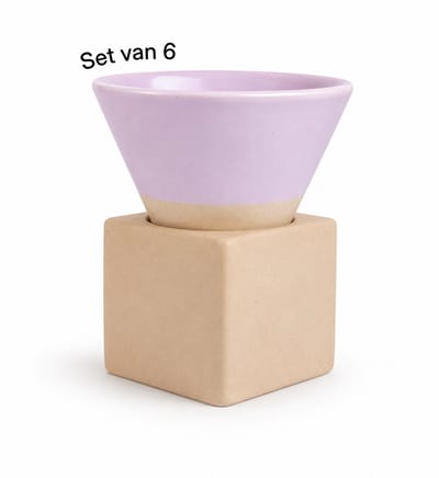 Proefer Design Espressokopjes Lila Set van 6 - Handgemaakt Keramiek 120ml - Koffiekopjes met Vierkante Basis - Minimalistische Espresso Cappuccino Kopjes - Woonaccessoire Cadeau
