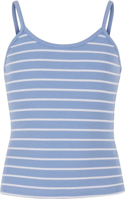 Urban Classics - Striped Rib Basic Tanktop Kinderen - Kids 110/116 - Blauw/Wit