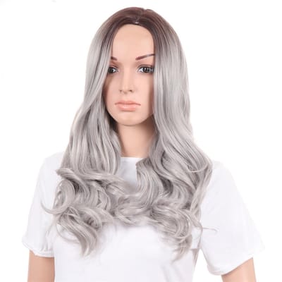 Pro Care Excellent Quality® Dames Pruik Ombre Asblond – Golvend Haar – Wasbaar – Hittebestendig tot 150°C – Verstelbaar en Lijmloos – 295 g - 60cm