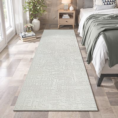 the carpet Rio – Modern & onderhoudsvriendelijk laagpolig vloerkleed met 3D-reliëf, zachte touch & antislip rug – geschikt voor woonkamer, slaapkamer of hal – crème, 80 x 300 cm