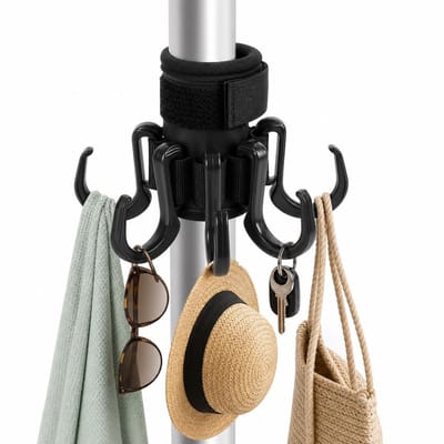 VHV - Parasolhaak - Strandparasol haak - Handdoekhaak - Organizer met 6 haken - Voor strand tuin en camping